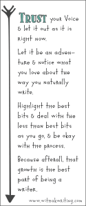 Trust your Voice & let it out as it is now. ~ Kris Windley (With a K Writing(